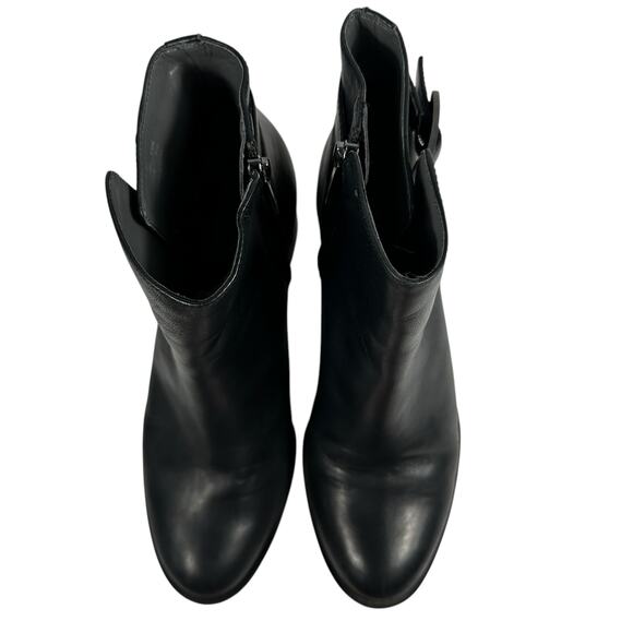 Calvin Klein Neema Heeled Leather Boot Black Womens Size 8.5 Chunky Heel Buckle - Picture 11 of 13